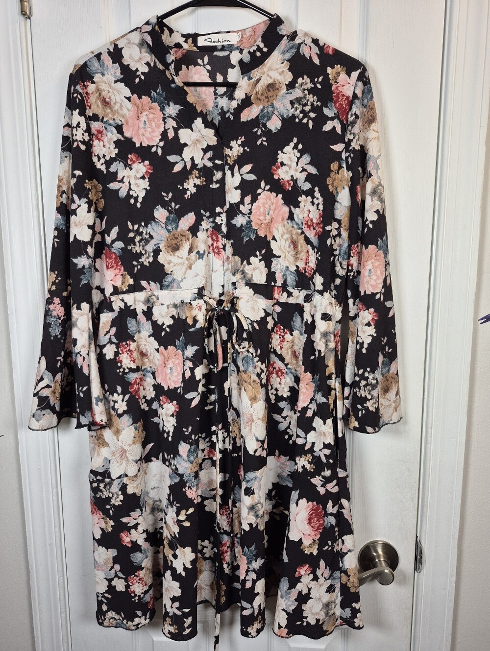 Fashion Dark Academia Cottagecore Moody Floral Flare Sleeve Mini Dress Size M